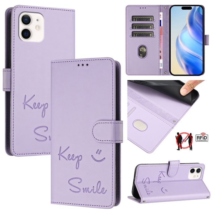 เคสหนังปั๊มลายยิ้มพร้อม RFID สำหรับ iPhone 11 Pro Max, สำหรับ iPhone 11, สำหรับ iPhone 11 Pro, สำหรับ iPod Touch 7 / 6 / 5, สำหรับ iPhone X / XS, สำหรับ iPhone XR, สำหรับ iPhone XS Max, สำหรับ iPhone 8 Plus / 7 Plus