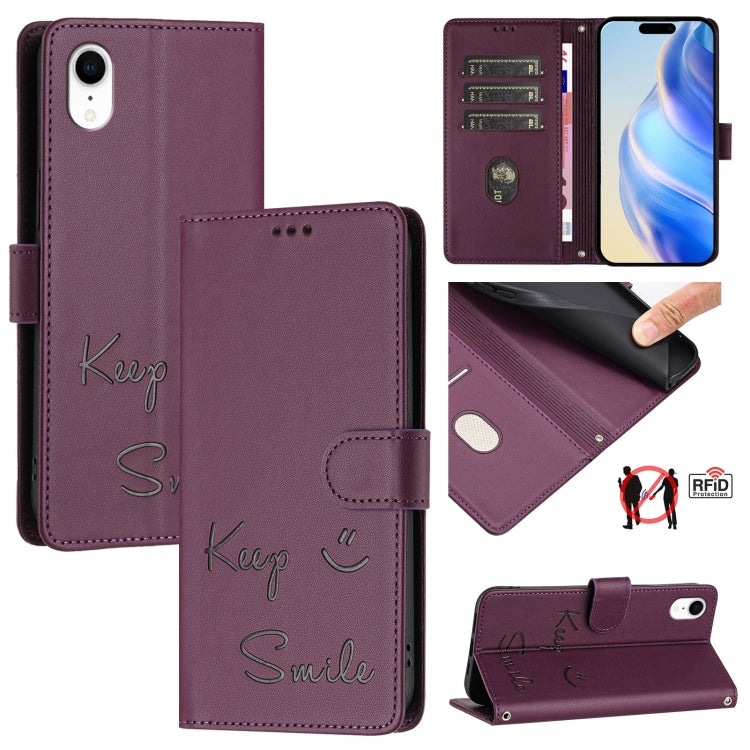 เคสหนังปั๊มลายยิ้มพร้อม RFID สำหรับ iPhone 11 Pro Max, สำหรับ iPhone 11, สำหรับ iPhone 11 Pro, สำหรับ iPod Touch 7 / 6 / 5, สำหรับ iPhone X / XS, สำหรับ iPhone XR, สำหรับ iPhone XS Max, สำหรับ iPhone 8 Plus / 7 Plus