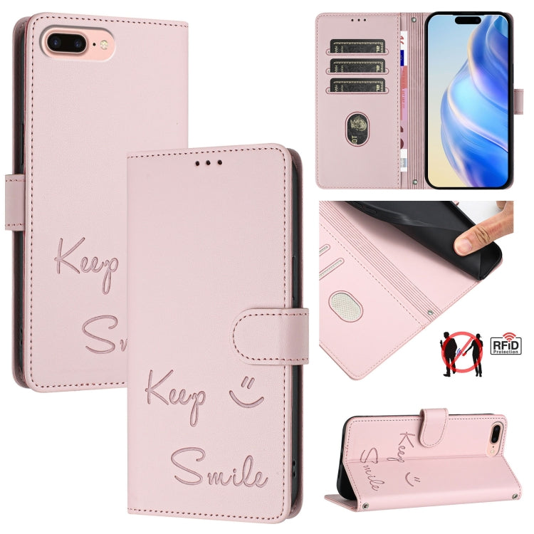 เคสหนังปั๊มลายยิ้มพร้อม RFID สำหรับ iPhone 11 Pro Max, สำหรับ iPhone 11, สำหรับ iPhone 11 Pro, สำหรับ iPod Touch 7 / 6 / 5, สำหรับ iPhone X / XS, สำหรับ iPhone XR, สำหรับ iPhone XS Max, สำหรับ iPhone 8 Plus / 7 Plus