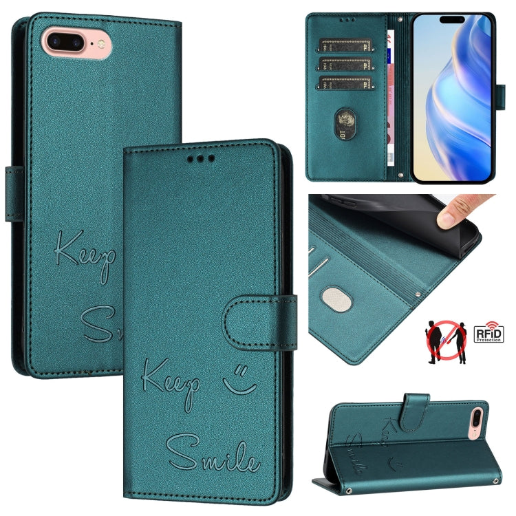 เคสหนังปั๊มลายยิ้มพร้อม RFID สำหรับ iPhone 11 Pro Max, สำหรับ iPhone 11, สำหรับ iPhone 11 Pro, สำหรับ iPod Touch 7 / 6 / 5, สำหรับ iPhone X / XS, สำหรับ iPhone XR, สำหรับ iPhone XS Max, สำหรับ iPhone 8 Plus / 7 Plus