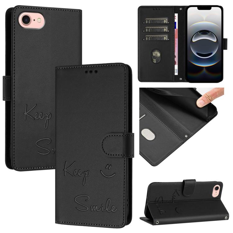 เคสโทรศัพท์หนังปั๊มลายยิ้มพร้อม RFID สำหรับ iPhone 17 Pro Max, สำหรับ iPhone 17 Pro, สำหรับ iPhone 17, สำหรับ iPhone Air, สำหรับ iPhone SE 2024, สำหรับ iPhone 16 Pro Max, สำหรับ iPhone 16 Pro, สำหรับ iPhone 16 Plus