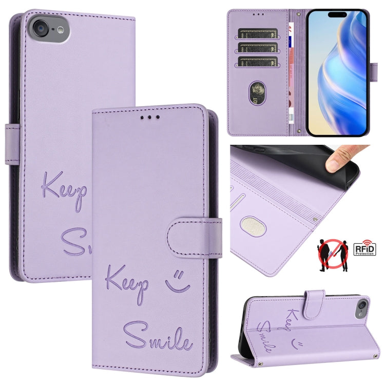 เคสหนังปั๊มลายยิ้มพร้อม RFID สำหรับ iPhone 11 Pro Max, สำหรับ iPhone 11, สำหรับ iPhone 11 Pro, สำหรับ iPod Touch 7 / 6 / 5, สำหรับ iPhone X / XS, สำหรับ iPhone XR, สำหรับ iPhone XS Max, สำหรับ iPhone 8 Plus / 7 Plus