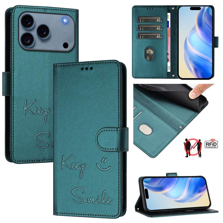 เคสโทรศัพท์หนังปั๊มลายยิ้มพร้อม RFID สำหรับ iPhone 17 Pro Max, สำหรับ iPhone 17 Pro, สำหรับ iPhone 17, สำหรับ iPhone Air, สำหรับ iPhone SE 2024, สำหรับ iPhone 16 Pro Max, สำหรับ iPhone 16 Pro, สำหรับ iPhone 16 Plus