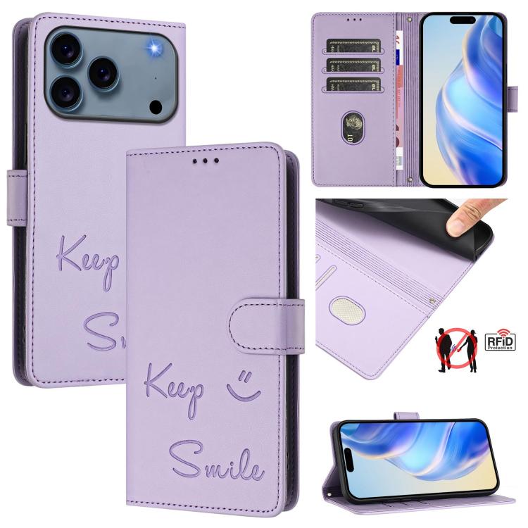 เคสโทรศัพท์หนังปั๊มลายยิ้มพร้อม RFID สำหรับ iPhone 17 Pro Max, สำหรับ iPhone 17 Pro, สำหรับ iPhone 17, สำหรับ iPhone Air, สำหรับ iPhone SE 2024, สำหรับ iPhone 16 Pro Max, สำหรับ iPhone 16 Pro, สำหรับ iPhone 16 Plus