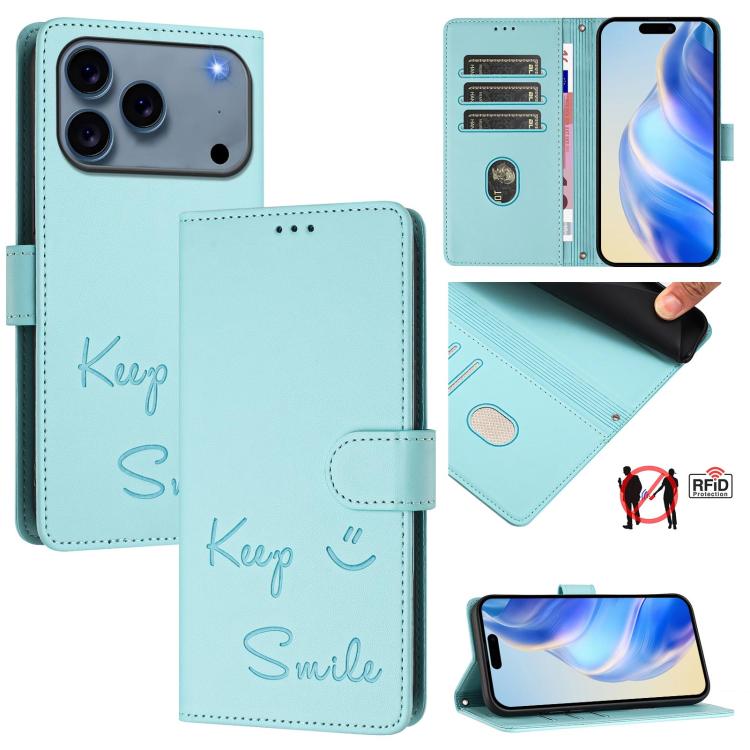 เคสโทรศัพท์หนังปั๊มลายยิ้มพร้อม RFID สำหรับ iPhone 17 Pro Max, สำหรับ iPhone 17 Pro, สำหรับ iPhone 17, สำหรับ iPhone Air, สำหรับ iPhone SE 2024, สำหรับ iPhone 16 Pro Max, สำหรับ iPhone 16 Pro, สำหรับ iPhone 16 Plus
