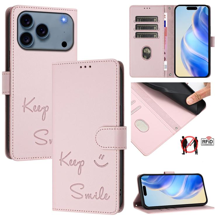 เคสโทรศัพท์หนังปั๊มลายยิ้มพร้อม RFID สำหรับ iPhone 17 Pro Max, สำหรับ iPhone 17 Pro, สำหรับ iPhone 17, สำหรับ iPhone Air, สำหรับ iPhone SE 2024, สำหรับ iPhone 16 Pro Max, สำหรับ iPhone 16 Pro, สำหรับ iPhone 16 Plus