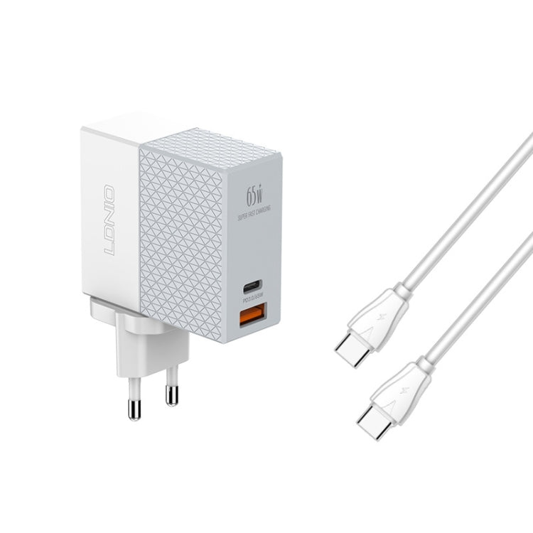 อะแดปเตอร์จ่ายไฟ LDNIO A2620C PD3.0 65W USB สำหรับชาร์จเดินทาง พร้อมสาย Type-C ถึง Type-C ปลั๊ก EU, ปลั๊ก US, ปลั๊ก UK