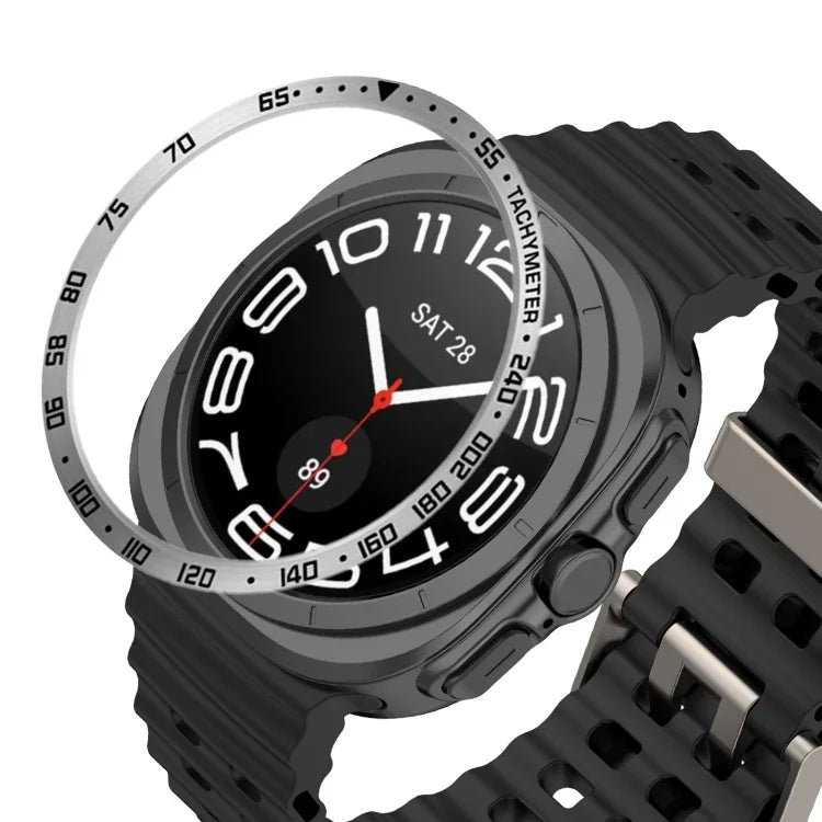 ฝาครอบวงแหวนขอบสแตนเลสสตีลหน้าปัดนาฬิกาอัจฉริยะสไตล์ E สำหรับ Samsung Galaxy Watch Ultra 47 มม. สำหรับ Samsung Galaxy Watch 7 ขนาด 44 มม. สำหรับ Samsung Galaxy Watch 7 ขนาด 40 มม.