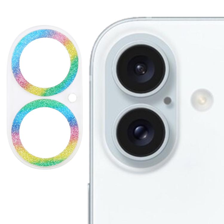 ฟิล์มกระจกนิรภัยเลนส์กล้องแบบแหวนกลิตเตอร์ สำหรับ iPhone 17, สำหรับ iPhone 16 Pro / 16 Pro Max, สำหรับ iPhone 16 / 16 Plus