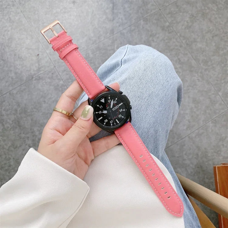 สายหนังแท้พร้อมหัวเข็มขัดเงิน สำหรับเปลี่ยนสาย Samsung Galaxy Watch3 ขนาด 45 มม. สำหรับ Samsung Galaxy Watch3 ขนาด 41 มม.