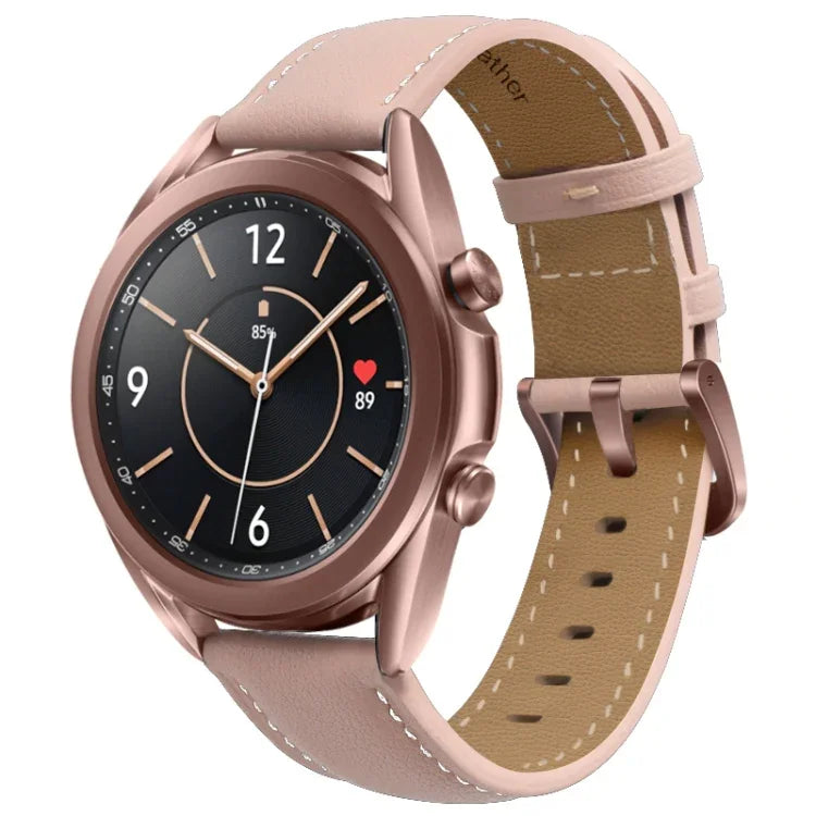 สายหนังแท้พร้อมหัวเข็มขัดเงิน สำหรับเปลี่ยนสาย Samsung Galaxy Watch3 ขนาด 45 มม. สำหรับ Samsung Galaxy Watch3 ขนาด 41 มม.