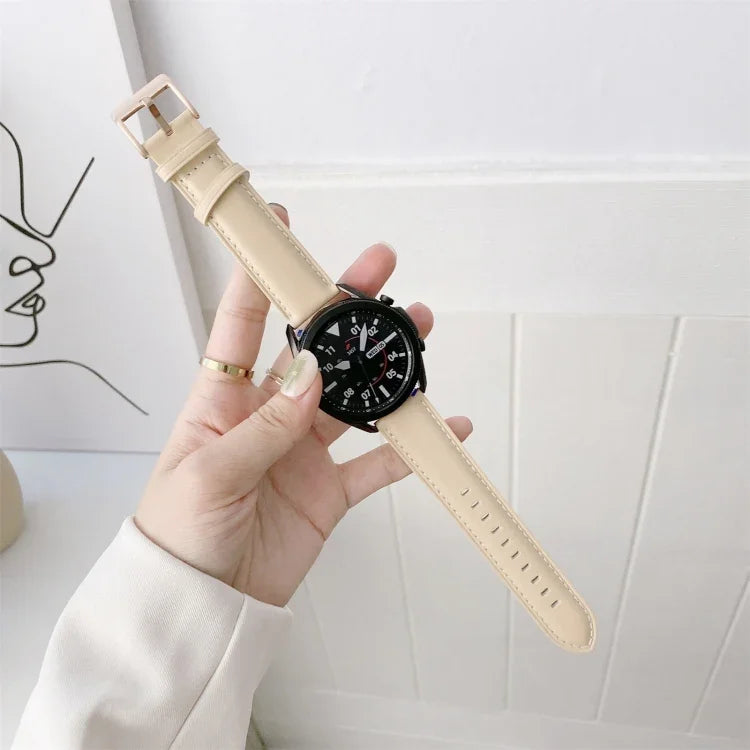 สายหนังแท้พร้อมหัวเข็มขัดเงิน สำหรับเปลี่ยนสาย Samsung Galaxy Watch3 ขนาด 45 มม. สำหรับ Samsung Galaxy Watch3 ขนาด 41 มม.