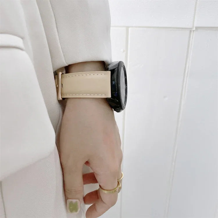 สายหนังแท้พร้อมหัวเข็มขัดเงิน สำหรับเปลี่ยนสาย Samsung Galaxy Watch3 ขนาด 45 มม. สำหรับ Samsung Galaxy Watch3 ขนาด 41 มม.
