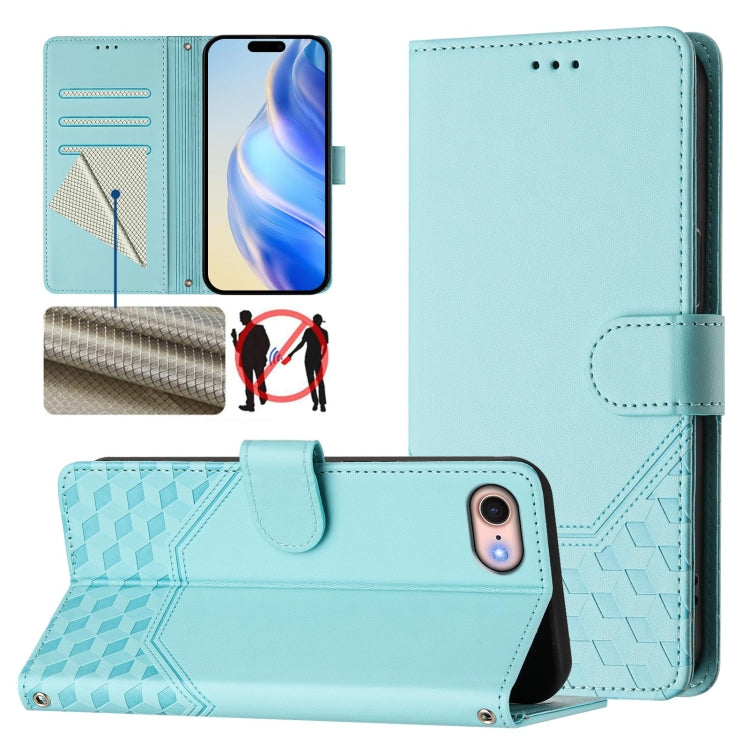 เคสโทรศัพท์หนังปั๊มลายรังผึ้งพร้อม RFID สำหรับ iPhone 14 Pro Max, สำหรับ iPhone SE 2022 / 2020 / 8 / 7, สำหรับ iPhone 13 Pro Max, สำหรับ iPhone 13 Pro, สำหรับ iPhone 13 mini, สำหรับ iPhone 12 / 12 Pro, สำหรับ iPhone 12 Pro Max, สำหรับ iPhone 12 mini