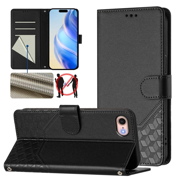 เคสโทรศัพท์หนังปั๊มลายรังผึ้งพร้อม RFID สำหรับ iPhone 14 Pro Max, สำหรับ iPhone SE 2022 / 2020 / 8 / 7, สำหรับ iPhone 13 Pro Max, สำหรับ iPhone 13 Pro, สำหรับ iPhone 13 mini, สำหรับ iPhone 12 / 12 Pro, สำหรับ iPhone 12 Pro Max, สำหรับ iPhone 12 mini