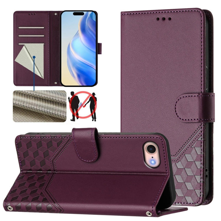 เคสโทรศัพท์หนังปั๊มลายรังผึ้งพร้อม RFID สำหรับ iPhone 14 Pro Max, สำหรับ iPhone SE 2022 / 2020 / 8 / 7, สำหรับ iPhone 13 Pro Max, สำหรับ iPhone 13 Pro, สำหรับ iPhone 13 mini, สำหรับ iPhone 12 / 12 Pro, สำหรับ iPhone 12 Pro Max, สำหรับ iPhone 12 mini