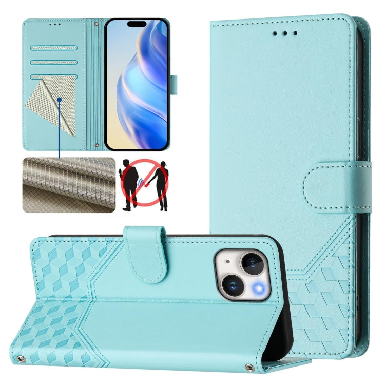 เคสโทรศัพท์หนังปั๊มลายรังผึ้งพร้อม RFID สำหรับ iPhone 14 Pro Max, สำหรับ iPhone SE 2022 / 2020 / 8 / 7, สำหรับ iPhone 13 Pro Max, สำหรับ iPhone 13 Pro, สำหรับ iPhone 13 mini, สำหรับ iPhone 12 / 12 Pro, สำหรับ iPhone 12 Pro Max, สำหรับ iPhone 12 mini