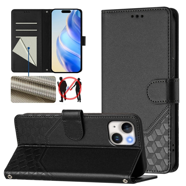 เคสโทรศัพท์หนังปั๊มลายรังผึ้งพร้อม RFID สำหรับ iPhone 14 Pro Max, สำหรับ iPhone SE 2022 / 2020 / 8 / 7, สำหรับ iPhone 13 Pro Max, สำหรับ iPhone 13 Pro, สำหรับ iPhone 13 mini, สำหรับ iPhone 12 / 12 Pro, สำหรับ iPhone 12 Pro Max, สำหรับ iPhone 12 mini