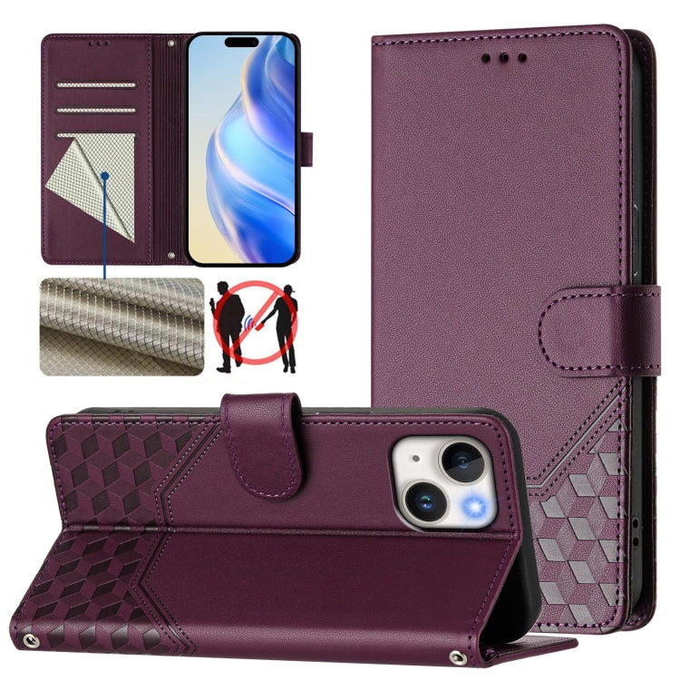 เคสโทรศัพท์หนังปั๊มลายรังผึ้งพร้อม RFID สำหรับ iPhone 14 Pro Max, สำหรับ iPhone SE 2022 / 2020 / 8 / 7, สำหรับ iPhone 13 Pro Max, สำหรับ iPhone 13 Pro, สำหรับ iPhone 13 mini, สำหรับ iPhone 12 / 12 Pro, สำหรับ iPhone 12 Pro Max, สำหรับ iPhone 12 mini