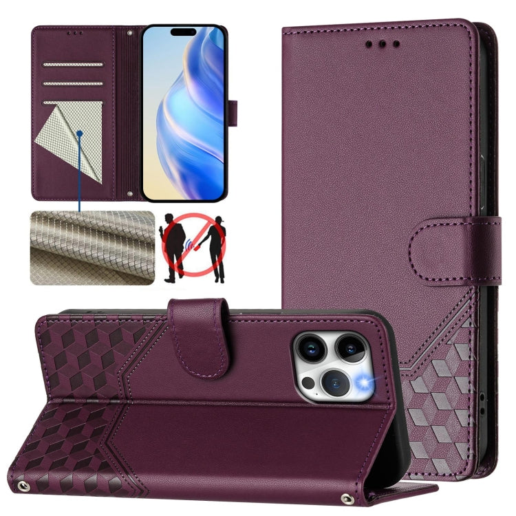 เคสโทรศัพท์หนังปั๊มลายรังผึ้งพร้อม RFID สำหรับ iPhone 14 Pro Max, สำหรับ iPhone SE 2022 / 2020 / 8 / 7, สำหรับ iPhone 13 Pro Max, สำหรับ iPhone 13 Pro, สำหรับ iPhone 13 mini, สำหรับ iPhone 12 / 12 Pro, สำหรับ iPhone 12 Pro Max, สำหรับ iPhone 12 mini
