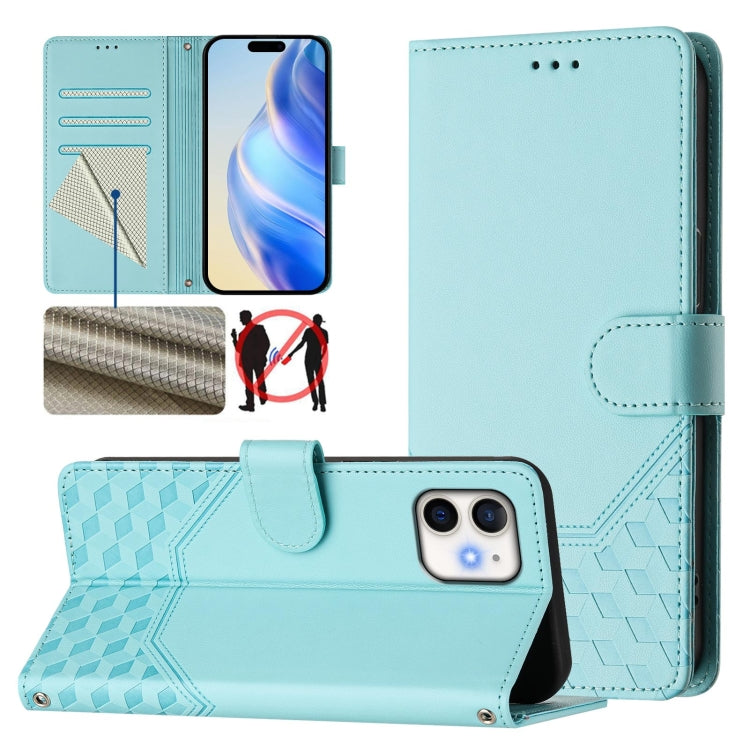 เคสโทรศัพท์หนังปั๊มลายรังผึ้งพร้อม RFID สำหรับ iPhone 14 Pro Max, สำหรับ iPhone SE 2022 / 2020 / 8 / 7, สำหรับ iPhone 13 Pro Max, สำหรับ iPhone 13 Pro, สำหรับ iPhone 13 mini, สำหรับ iPhone 12 / 12 Pro, สำหรับ iPhone 12 Pro Max, สำหรับ iPhone 12 mini