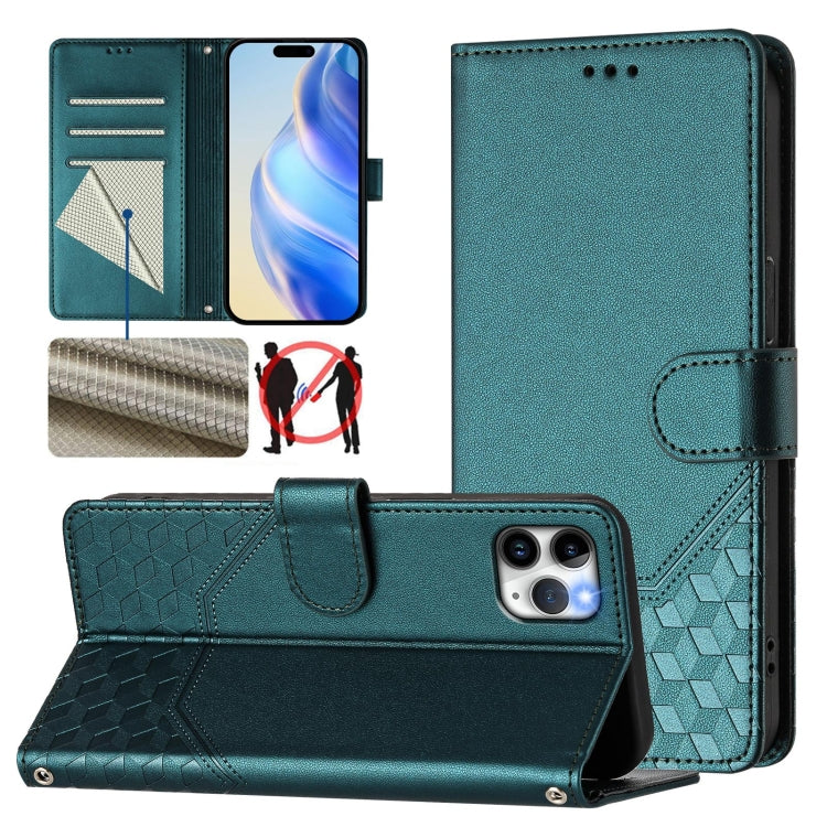 เคสโทรศัพท์หนังปั๊มลายรังผึ้งพร้อม RFID สำหรับ iPhone 11 Pro Max, สำหรับ iPhone 11, สำหรับ iPhone 11 Pro, สำหรับ iPhone X / XS, สำหรับ iPhone XR, สำหรับ iPhone XS Max, สำหรับ iPhone 8 Plus / 7 Plus