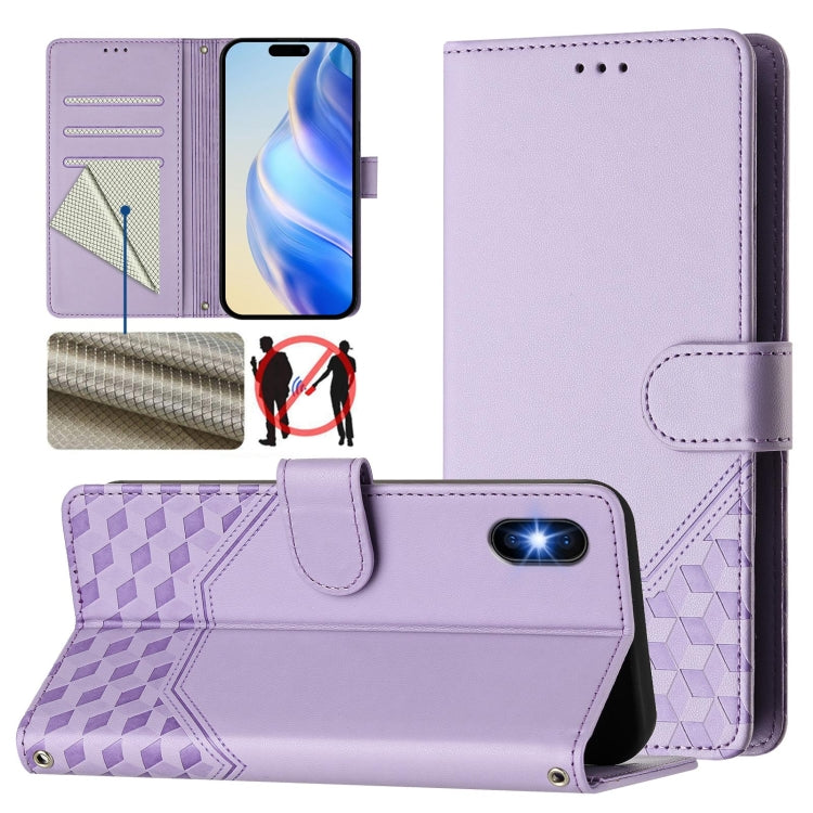เคสโทรศัพท์หนังปั๊มลายรังผึ้งพร้อม RFID สำหรับ iPhone 11 Pro Max, สำหรับ iPhone 11, สำหรับ iPhone 11 Pro, สำหรับ iPhone X / XS, สำหรับ iPhone XR, สำหรับ iPhone XS Max, สำหรับ iPhone 8 Plus / 7 Plus