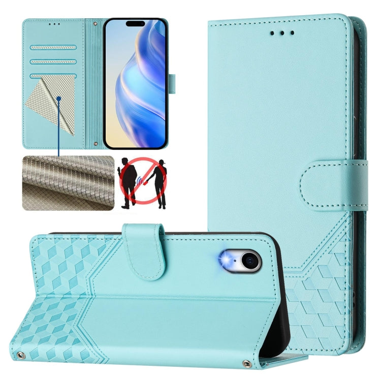 เคสโทรศัพท์หนังปั๊มลายรังผึ้งพร้อม RFID สำหรับ iPhone 11 Pro Max, สำหรับ iPhone 11, สำหรับ iPhone 11 Pro, สำหรับ iPhone X / XS, สำหรับ iPhone XR, สำหรับ iPhone XS Max, สำหรับ iPhone 8 Plus / 7 Plus