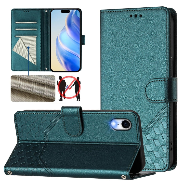 เคสโทรศัพท์หนังปั๊มลายรังผึ้งพร้อม RFID สำหรับ iPhone 11 Pro Max, สำหรับ iPhone 11, สำหรับ iPhone 11 Pro, สำหรับ iPhone X / XS, สำหรับ iPhone XR, สำหรับ iPhone XS Max, สำหรับ iPhone 8 Plus / 7 Plus