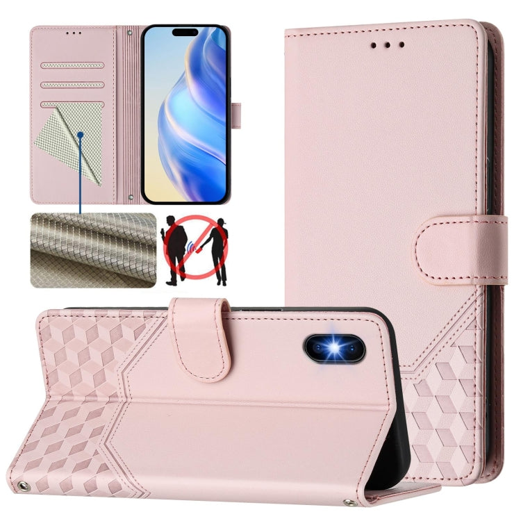 เคสโทรศัพท์หนังปั๊มลายรังผึ้งพร้อม RFID สำหรับ iPhone 11 Pro Max, สำหรับ iPhone 11, สำหรับ iPhone 11 Pro, สำหรับ iPhone X / XS, สำหรับ iPhone XR, สำหรับ iPhone XS Max, สำหรับ iPhone 8 Plus / 7 Plus