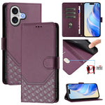เคสโทรศัพท์หนังปั๊มลายรังผึ้งพร้อม RFID สำหรับ iPhone 17e / 16e, สำหรับ iPhone 17 Pro Max, สำหรับ iPhone 17 Pro, สำหรับ iPhone 17, สำหรับ iPhone Air, สำหรับ iPhone 16 Pro Max, สำหรับ iPhone 16 Pro, สำหรับ iPhone 16 Plus