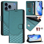 เคสโทรศัพท์หนังปั๊มลายรังผึ้งพร้อม RFID สำหรับ iPhone 17e / 16e, สำหรับ iPhone 17 Pro Max, สำหรับ iPhone 17 Pro, สำหรับ iPhone 17, สำหรับ iPhone Air, สำหรับ iPhone 16 Pro Max, สำหรับ iPhone 16 Pro, สำหรับ iPhone 16 Plus
