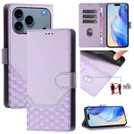 เคสโทรศัพท์หนังปั๊มลายรังผึ้งพร้อม RFID สำหรับ iPhone 17e / 16e, สำหรับ iPhone 17 Pro Max, สำหรับ iPhone 17 Pro, สำหรับ iPhone 17, สำหรับ iPhone Air, สำหรับ iPhone 16 Pro Max, สำหรับ iPhone 16 Pro, สำหรับ iPhone 16 Plus