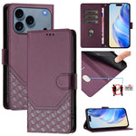 เคสโทรศัพท์หนังปั๊มลายรังผึ้งพร้อม RFID สำหรับ iPhone 17e / 16e, สำหรับ iPhone 17 Pro Max, สำหรับ iPhone 17 Pro, สำหรับ iPhone 17, สำหรับ iPhone Air, สำหรับ iPhone 16 Pro Max, สำหรับ iPhone 16 Pro, สำหรับ iPhone 16 Plus