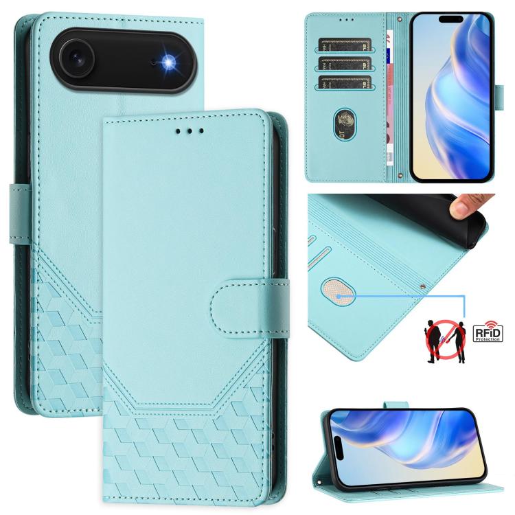 เคสโทรศัพท์หนังปั๊มลายรังผึ้งพร้อม RFID สำหรับ iPhone 17e / 16e, สำหรับ iPhone 17 Pro Max, สำหรับ iPhone 17 Pro, สำหรับ iPhone 17, สำหรับ iPhone Air, สำหรับ iPhone 16 Pro Max, สำหรับ iPhone 16 Pro, สำหรับ iPhone 16 Plus