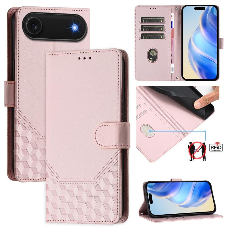 เคสโทรศัพท์หนังปั๊มลายรังผึ้งพร้อม RFID สำหรับ iPhone 17e / 16e, สำหรับ iPhone 17 Pro Max, สำหรับ iPhone 17 Pro, สำหรับ iPhone 17, สำหรับ iPhone Air, สำหรับ iPhone 16 Pro Max, สำหรับ iPhone 16 Pro, สำหรับ iPhone 16 Plus