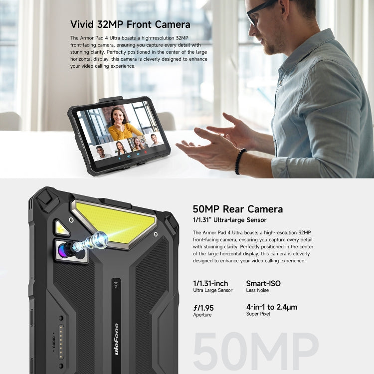Ulefone Armor Pad 4 Ultra รุ่นถ่ายภาพความร้อน แท็บเล็ตแบบทนทาน ขนาด 10.36 นิ้ว Android 14 MediaTek Dimensity 6300 Octa Core เครือข่าย 5G ปลั๊ก EU Armor Pad 4 Ultra Thermal Imaging