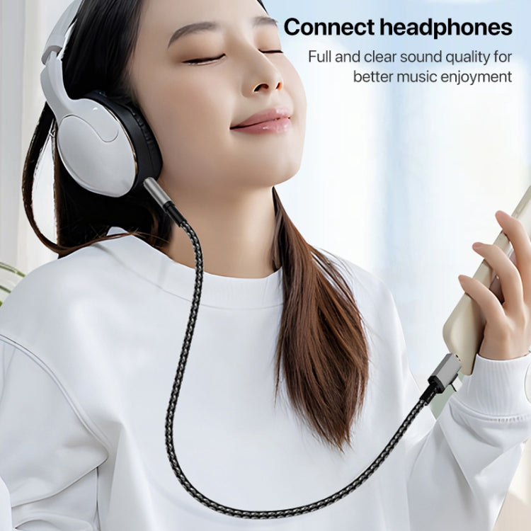 สายอะแดปเตอร์ 2 in 1 8 พิน, USB-C / Type-C เป็นแจ็คเสียง AUX 3.5 มม. สำหรับรถยนต์, Type-C, 8 พิน เป็น 3.5 มม., ความยาว: 1 เมตร