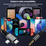 สายอะแดปเตอร์ 2 in 1 8 พิน, USB-C / Type-C เป็นแจ็คเสียง AUX 3.5 มม. สำหรับรถยนต์, Type-C, 8 พิน เป็น 3.5 มม., ความยาว: 1 เมตร