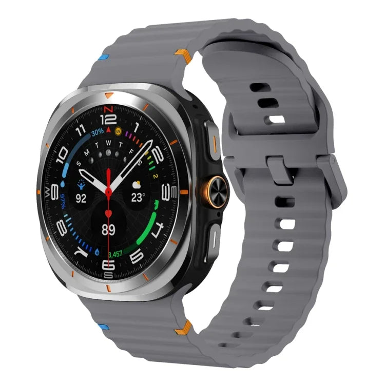 Wavy Grain Stitched Silicone Watch Band, For Samsung Galaxy Watch Ultra 47mm / Ultra 2025