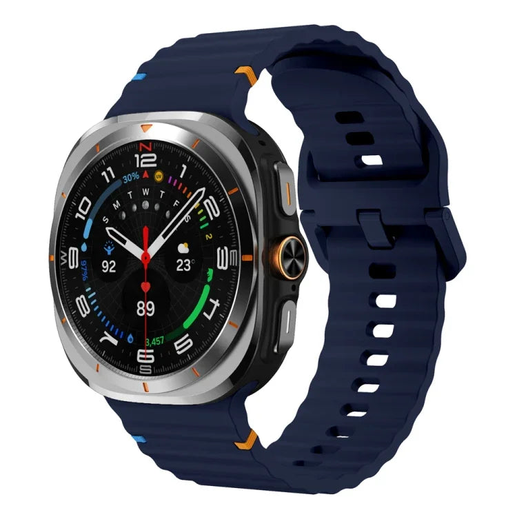Wavy Grain Stitched Silicone Watch Band, For Samsung Galaxy Watch Ultra 47mm / Ultra 2025