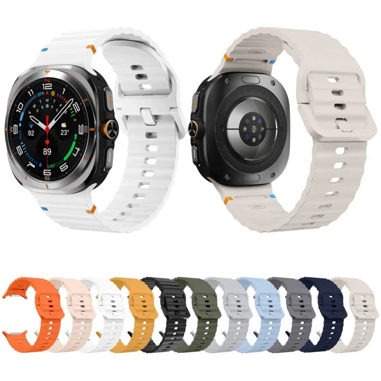 Wavy Grain Stitched Silicone Watch Band, For Samsung Galaxy Watch Ultra 47mm / Ultra 2025