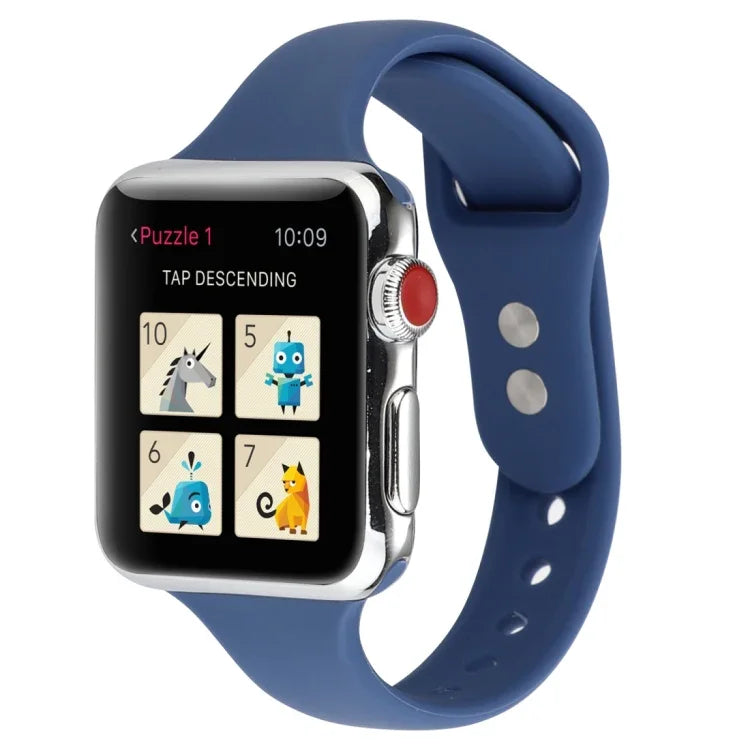 สายข้อมือซิลิโคนบางแบบหัวเข็มขัดคู่ สำหรับ Apple Watch Series 7 ขนาด 41 มม. / 6 & SE & 5 & 4 ขนาด 40 มม. / 3 & 2 & 1 ขนาด 38 มม., สำหรับ Apple Watch Series 8&7 ขนาด 41 มม. / SE 2&6&SE&5&4 ขนาด 40 มม. / 3&2&1 ขนาด 38 มม.