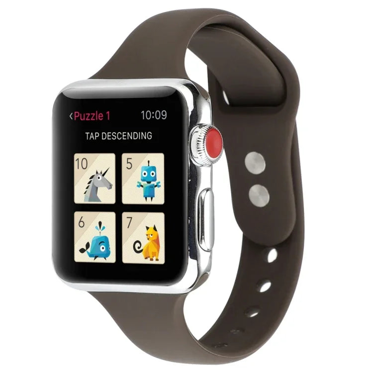 สายข้อมือซิลิโคนบางแบบหัวเข็มขัดคู่ สำหรับ Apple Watch Series 7 ขนาด 41 มม. / 6 & SE & 5 & 4 ขนาด 40 มม. / 3 & 2 & 1 ขนาด 38 มม., สำหรับ Apple Watch Series 8&7 ขนาด 41 มม. / SE 2&6&SE&5&4 ขนาด 40 มม. / 3&2&1 ขนาด 38 มม.