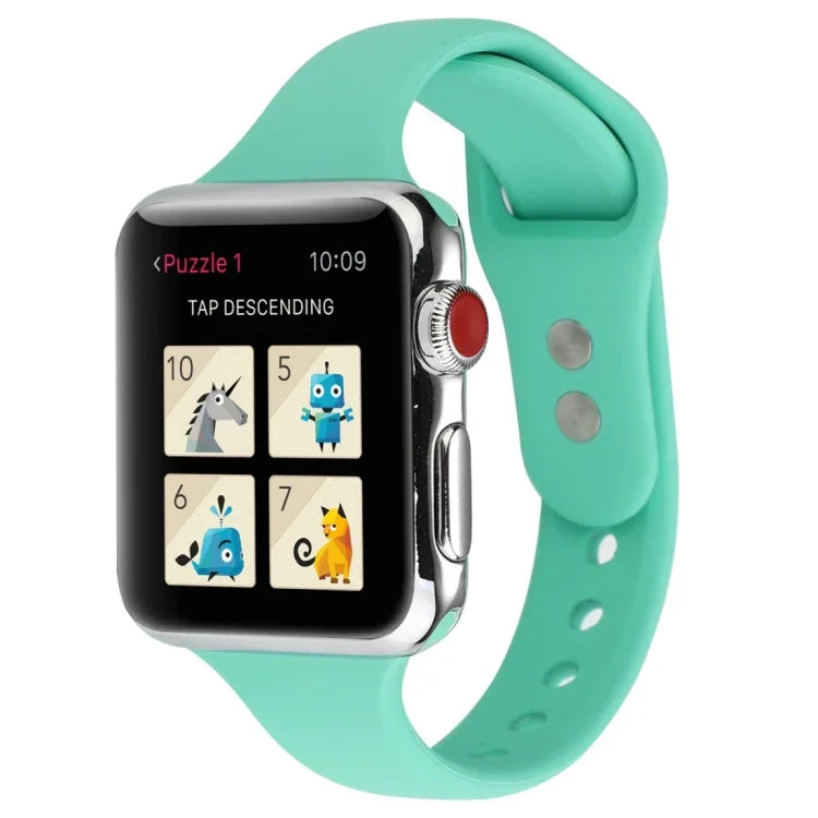 สายข้อมือซิลิโคนบางแบบหัวเข็มขัดคู่ สำหรับ Apple Watch Series 7 ขนาด 41 มม. / 6 & SE & 5 & 4 ขนาด 40 มม. / 3 & 2 & 1 ขนาด 38 มม., สำหรับ Apple Watch Series 8&7 ขนาด 41 มม. / SE 2&6&SE&5&4 ขนาด 40 มม. / 3&2&1 ขนาด 38 มม.