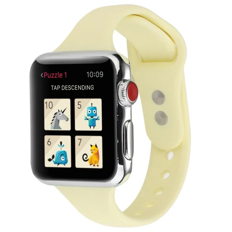 สายข้อมือซิลิโคนบางแบบหัวเข็มขัดคู่ สำหรับ Apple Watch Series 7 ขนาด 41 มม. / 6 & SE & 5 & 4 ขนาด 40 มม. / 3 & 2 & 1 ขนาด 38 มม., สำหรับ Apple Watch Series 8&7 ขนาด 41 มม. / SE 2&6&SE&5&4 ขนาด 40 มม. / 3&2&1 ขนาด 38 มม.