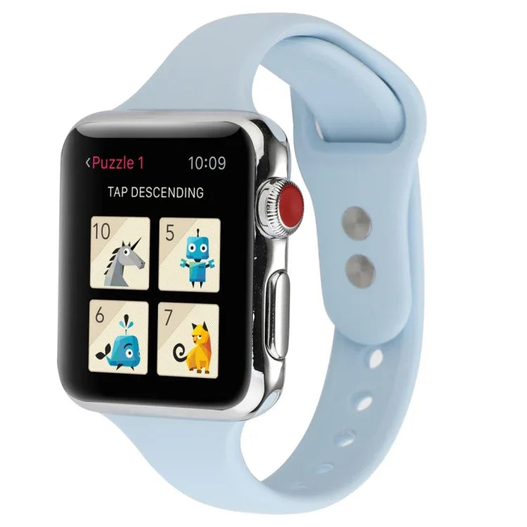 สายข้อมือซิลิโคนบางแบบหัวเข็มขัดคู่ สำหรับ Apple Watch Series 7 ขนาด 41 มม. / 6 & SE & 5 & 4 ขนาด 40 มม. / 3 & 2 & 1 ขนาด 38 มม., สำหรับ Apple Watch Series 8&7 ขนาด 41 มม. / SE 2&6&SE&5&4 ขนาด 40 มม. / 3&2&1 ขนาด 38 มม.