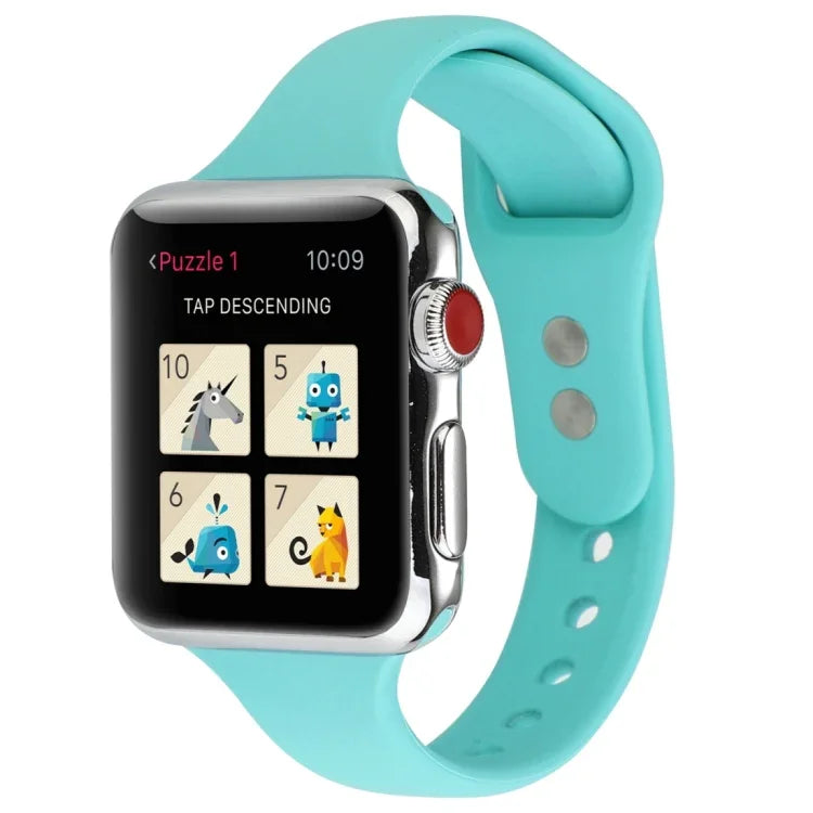 สายข้อมือซิลิโคนบางแบบหัวเข็มขัดคู่ สำหรับ Apple Watch Series 7 ขนาด 41 มม. / 6 & SE & 5 & 4 ขนาด 40 มม. / 3 & 2 & 1 ขนาด 38 มม., สำหรับ Apple Watch Series 8&7 ขนาด 41 มม. / SE 2&6&SE&5&4 ขนาด 40 มม. / 3&2&1 ขนาด 38 มม.