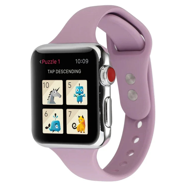 สายข้อมือซิลิโคนบางแบบหัวเข็มขัดคู่ สำหรับ Apple Watch Series 7 ขนาด 41 มม. / 6 & SE & 5 & 4 ขนาด 40 มม. / 3 & 2 & 1 ขนาด 38 มม., สำหรับ Apple Watch Series 8&7 ขนาด 41 มม. / SE 2&6&SE&5&4 ขนาด 40 มม. / 3&2&1 ขนาด 38 มม.