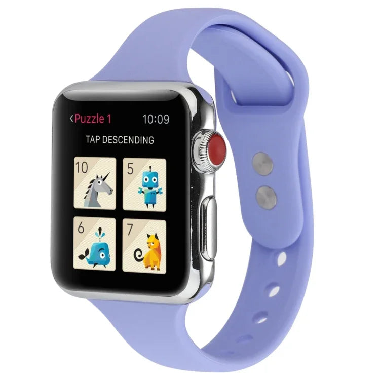สายข้อมือซิลิโคนบางแบบหัวเข็มขัดคู่ สำหรับ Apple Watch Series 7 ขนาด 41 มม. / 6 & SE & 5 & 4 ขนาด 40 มม. / 3 & 2 & 1 ขนาด 38 มม., สำหรับ Apple Watch Series 8&7 ขนาด 41 มม. / SE 2&6&SE&5&4 ขนาด 40 มม. / 3&2&1 ขนาด 38 มม.